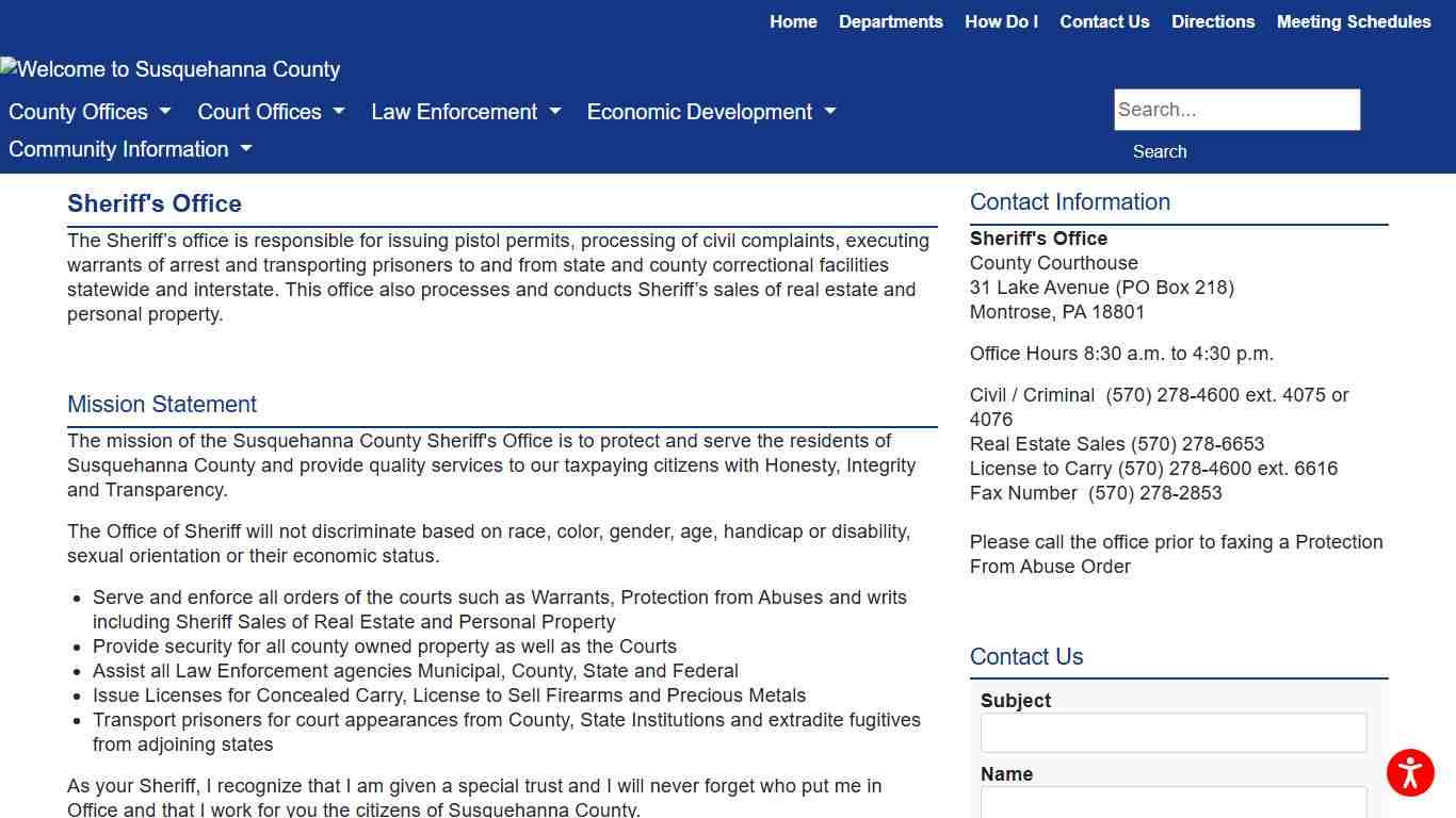 Susquehanna County - Sheriff's Office